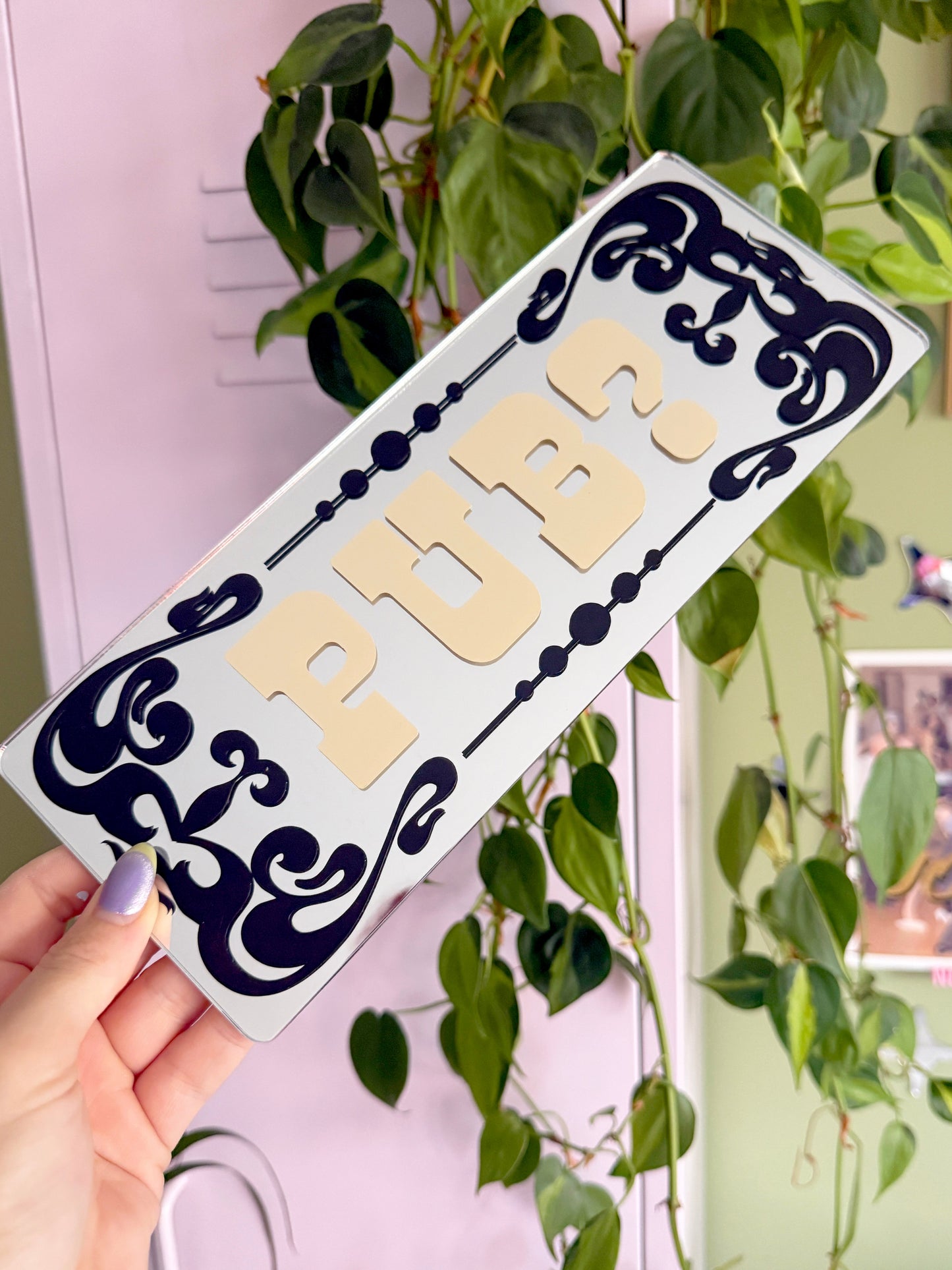 Pub? Classic Mirror Sign - Silver