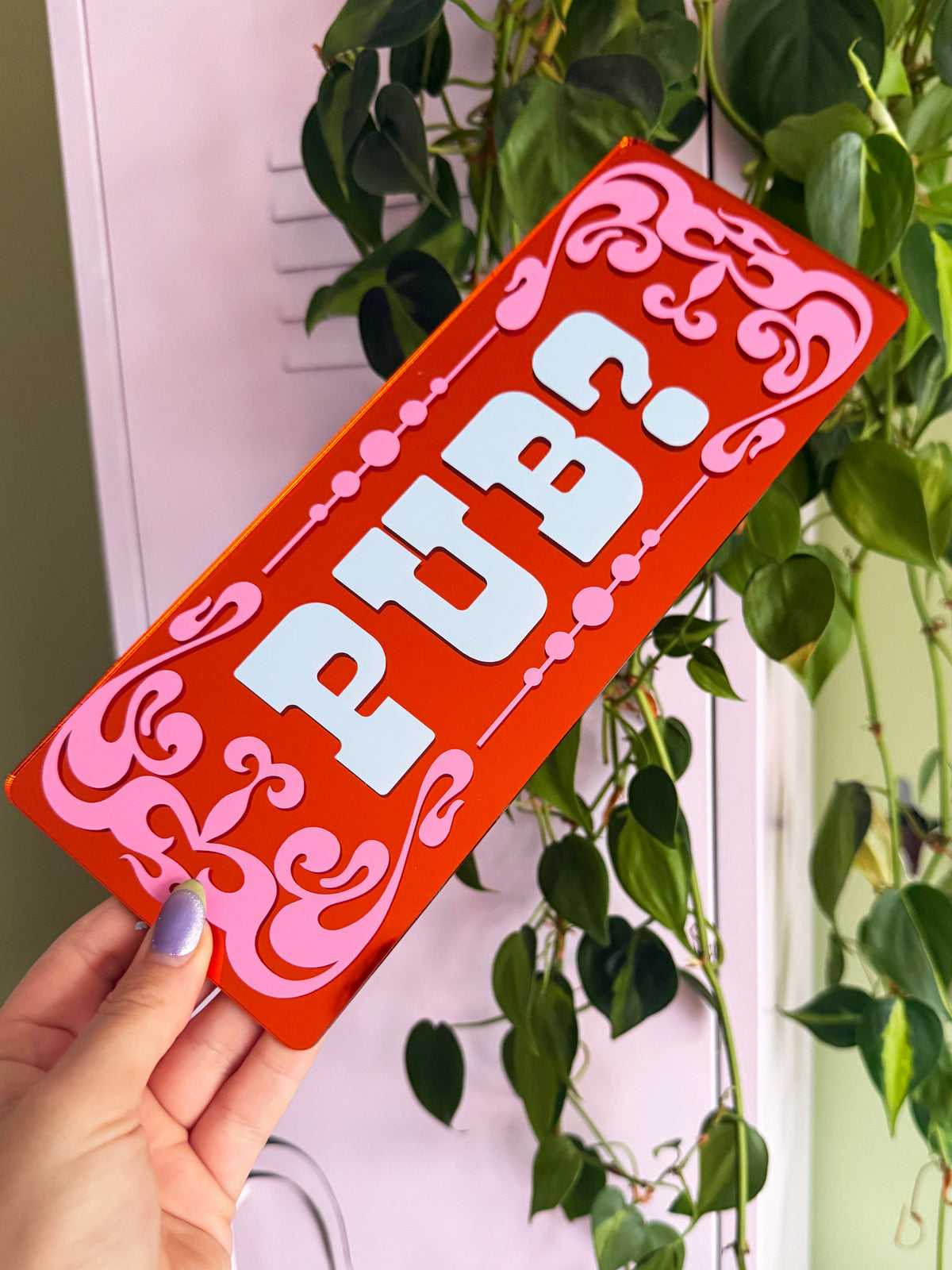 Pub? Classic Mirror Sign - Retro Orange