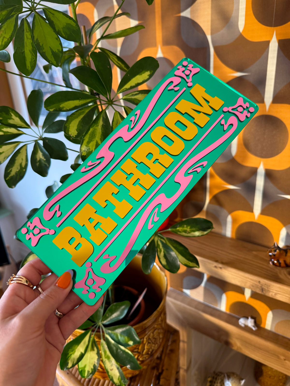 Bathroom Classic Mirror Sign - Green