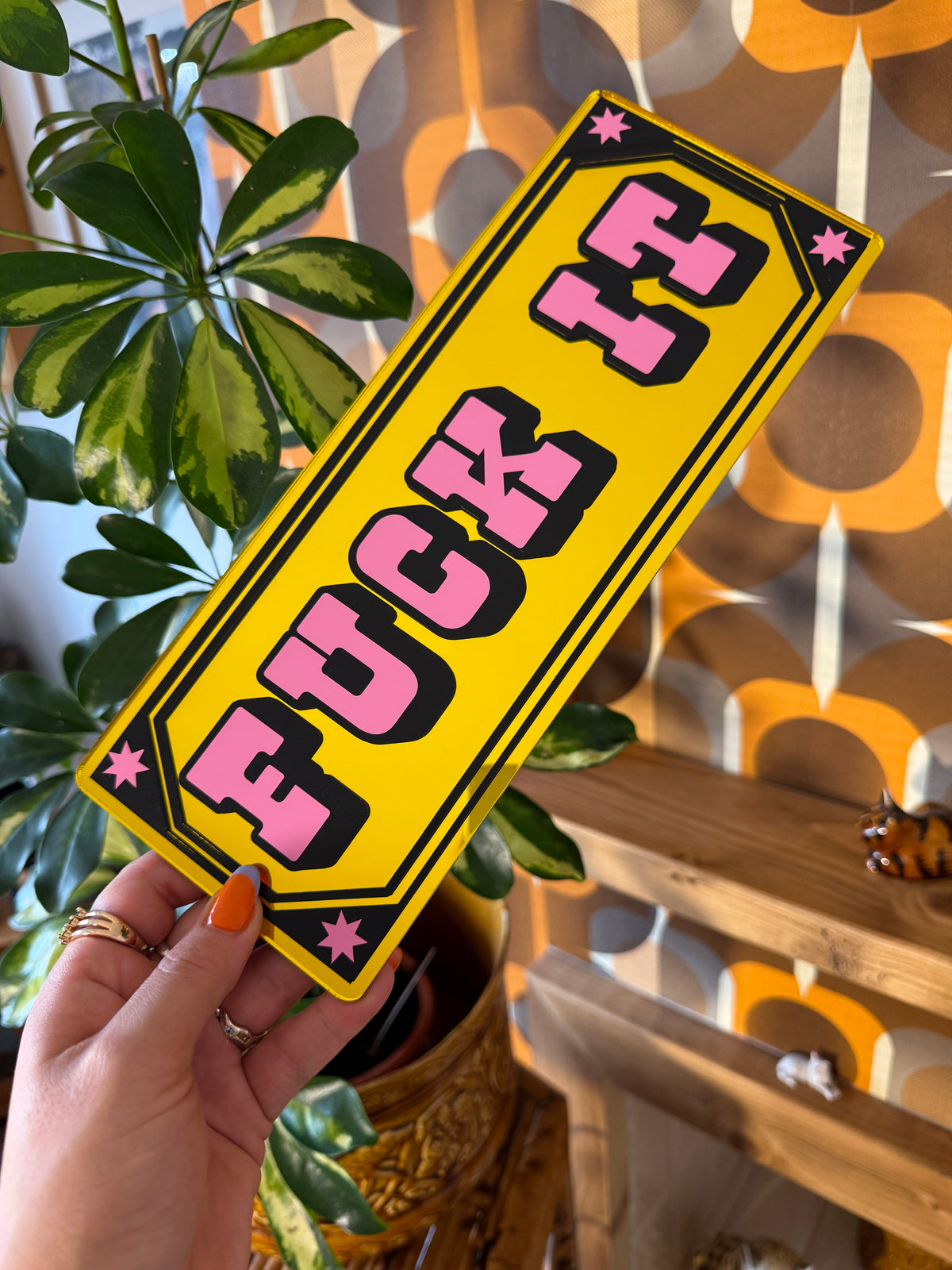 Fuck It Classic Mirror Sign - Neon Yellow