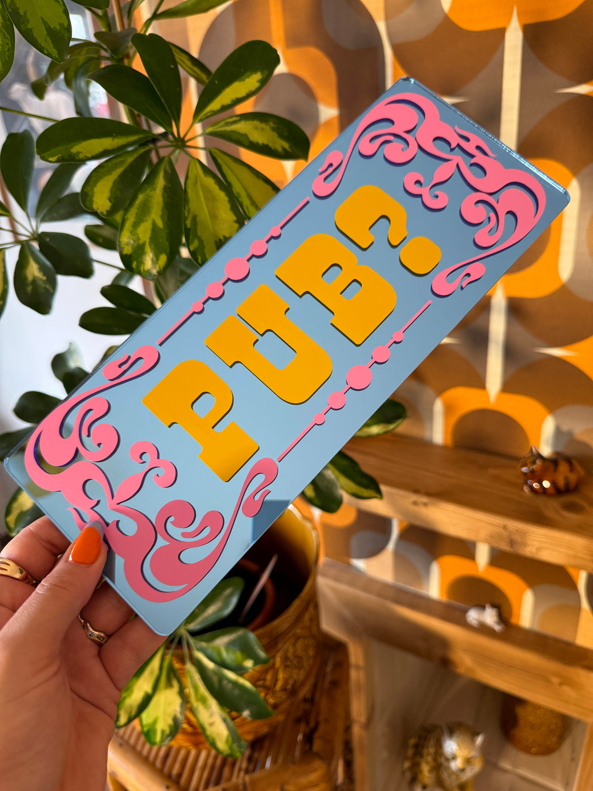 Pub? Classic Mirror Sign - Cool Blue