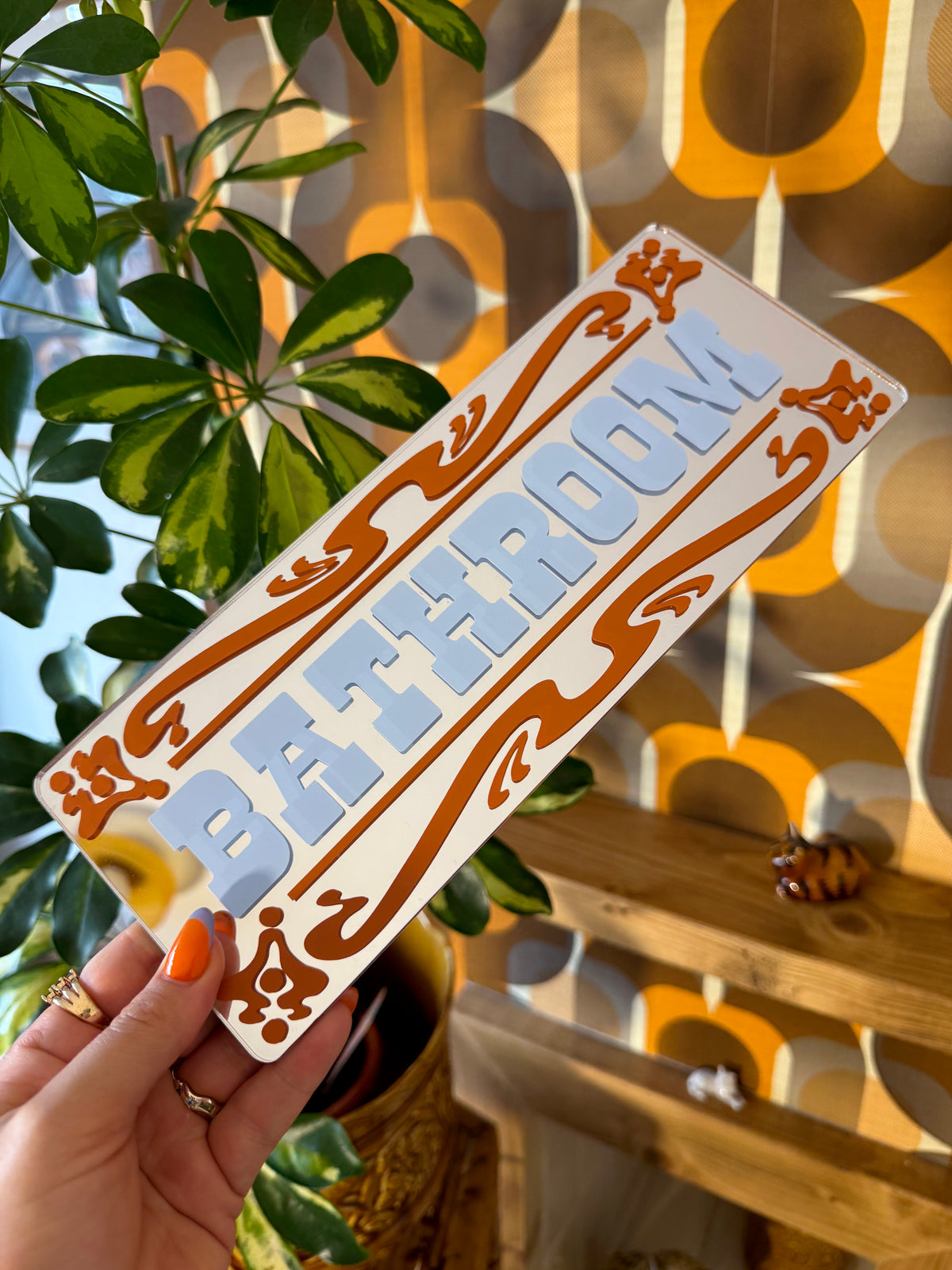 Bathroom Classic Mirror Sign - Silver