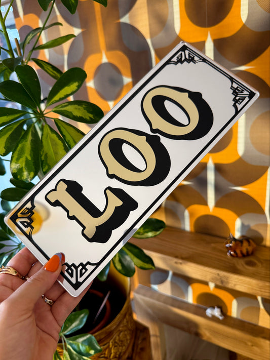 Loo Classic Mirror Sign - Silver Monochrome
