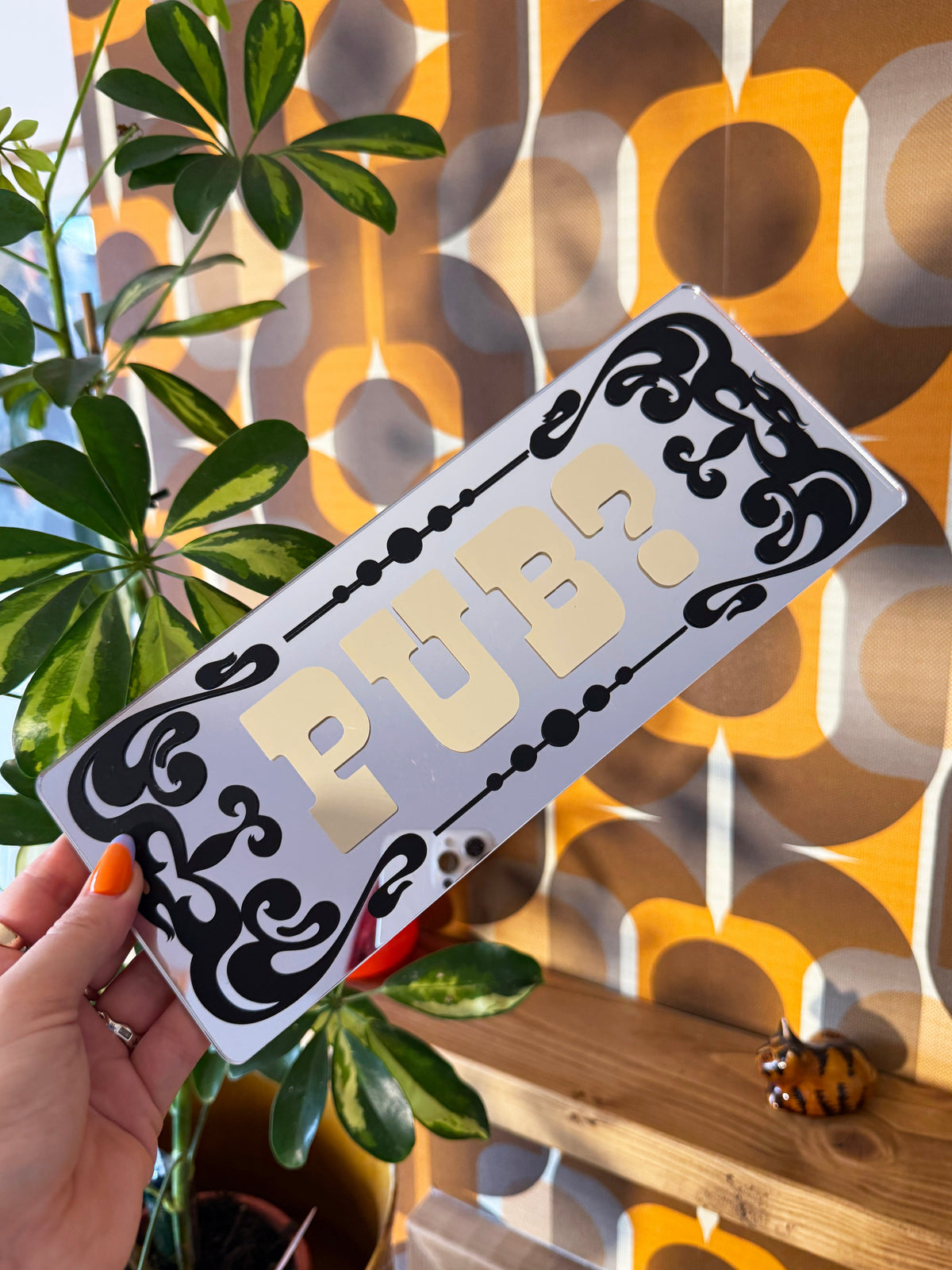 Pub? Classic Mirror Sign - Silver