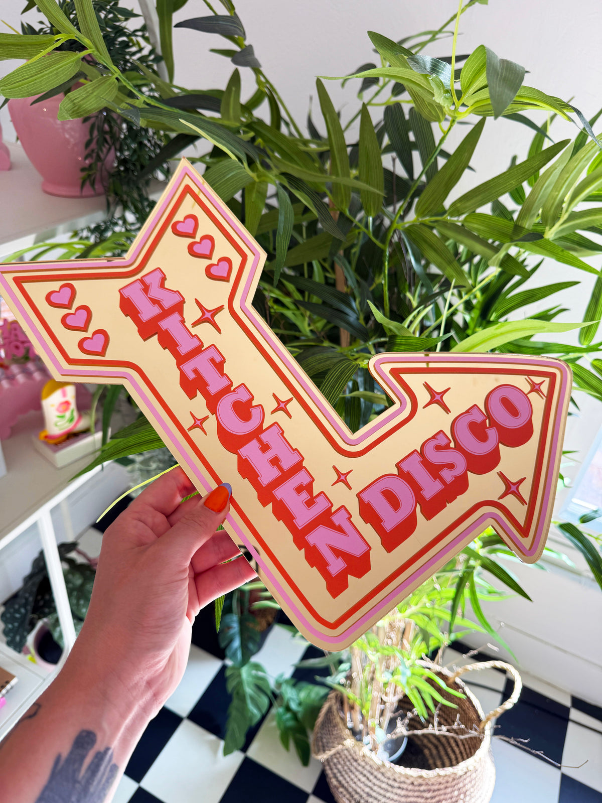 Retro Kitchen Disco Arrow Mirror - Gold Mirror