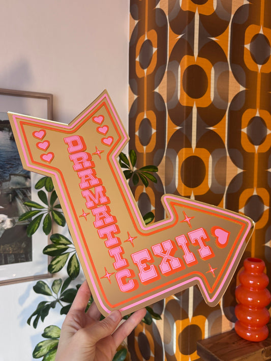 Dramatic Exit Retro Arrow Mirror - Gold Mirror