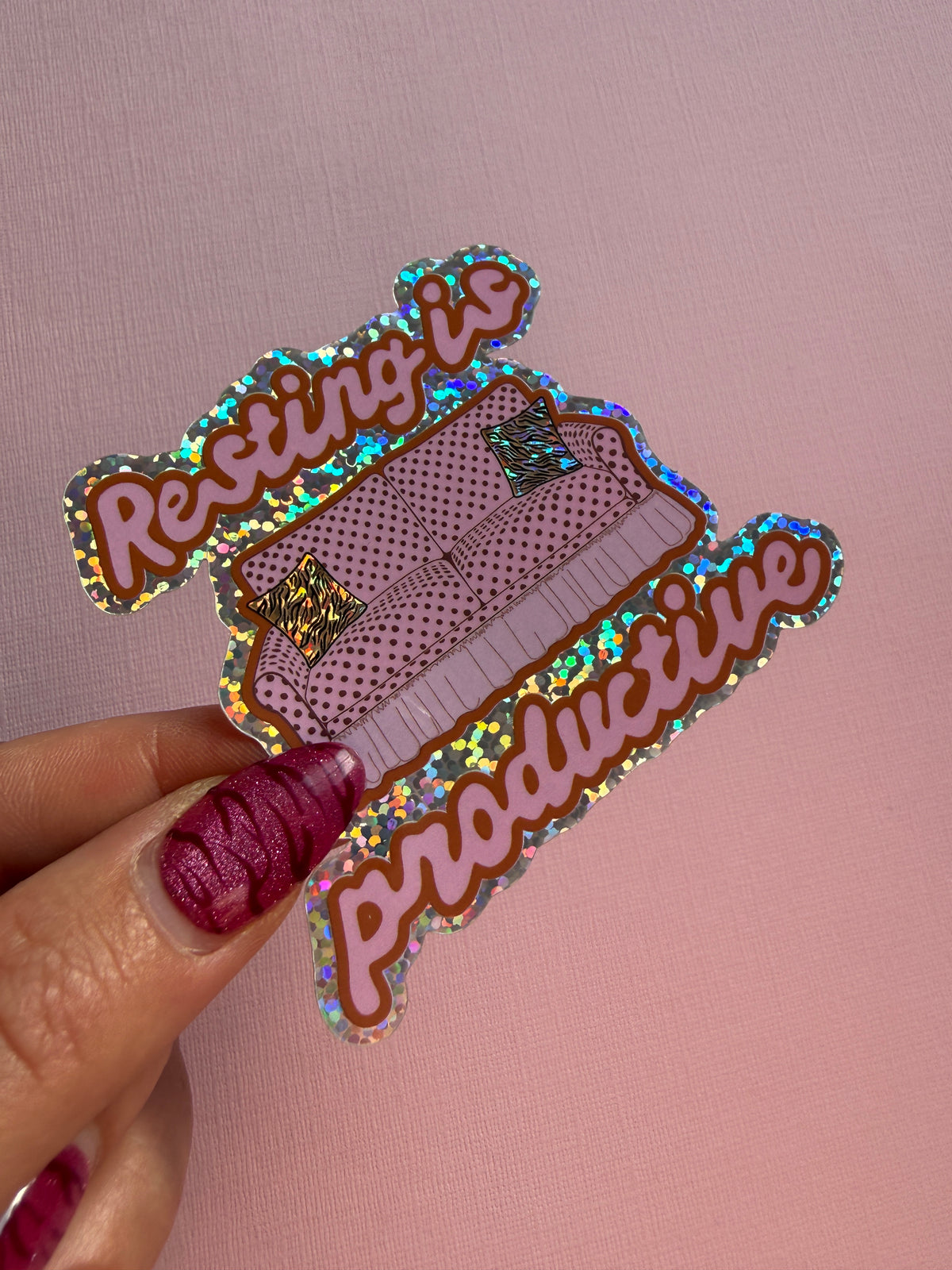 Resting Is Productive Glitter Sticker