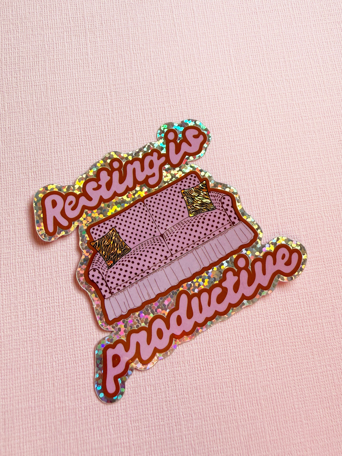 Resting Is Productive Glitter Sticker