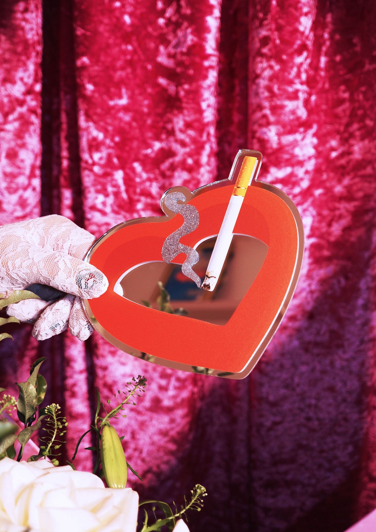 Heart Ashtray Mirror