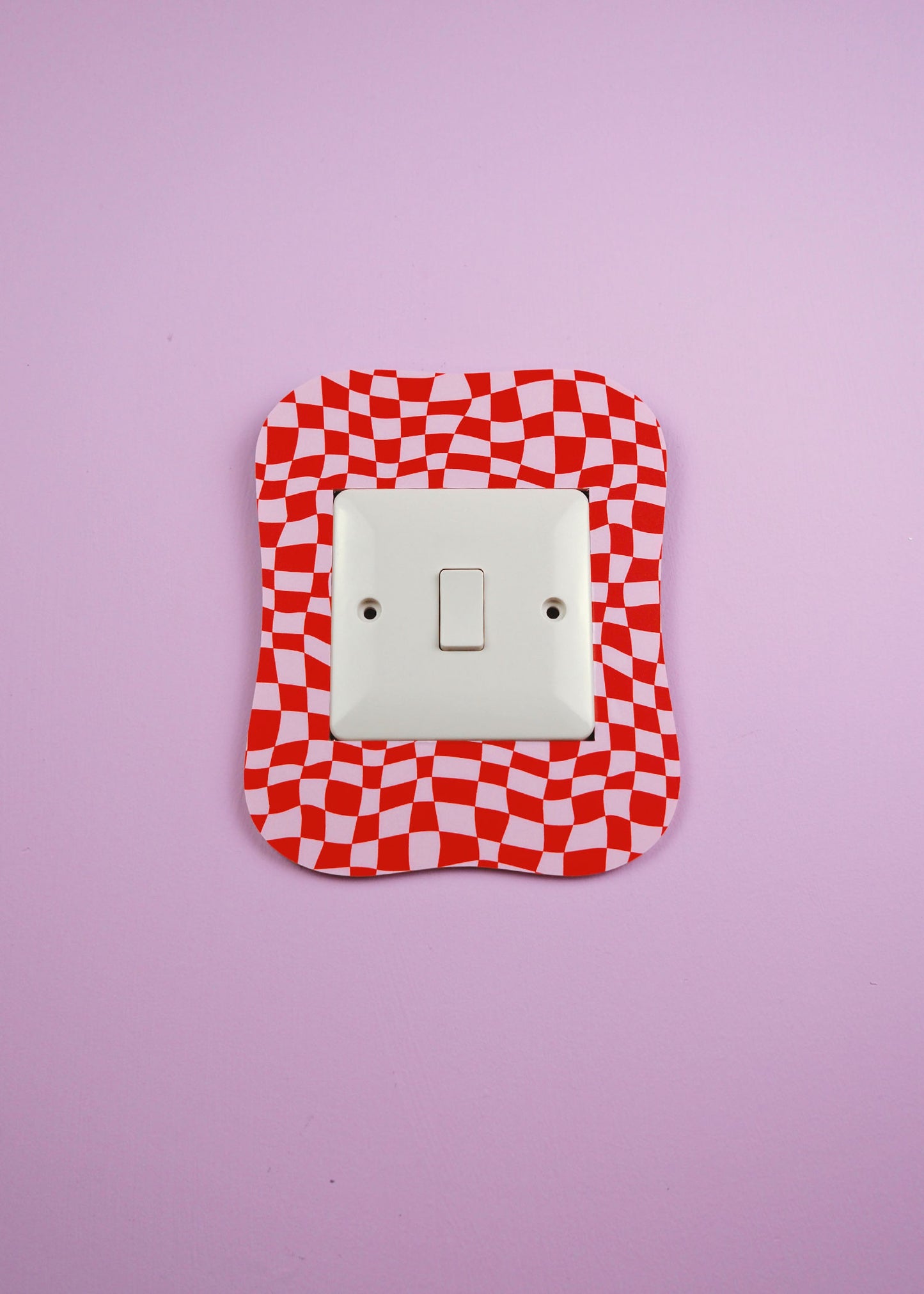 Red & Pink Checkerboard Square Blob Lightswitch Cover