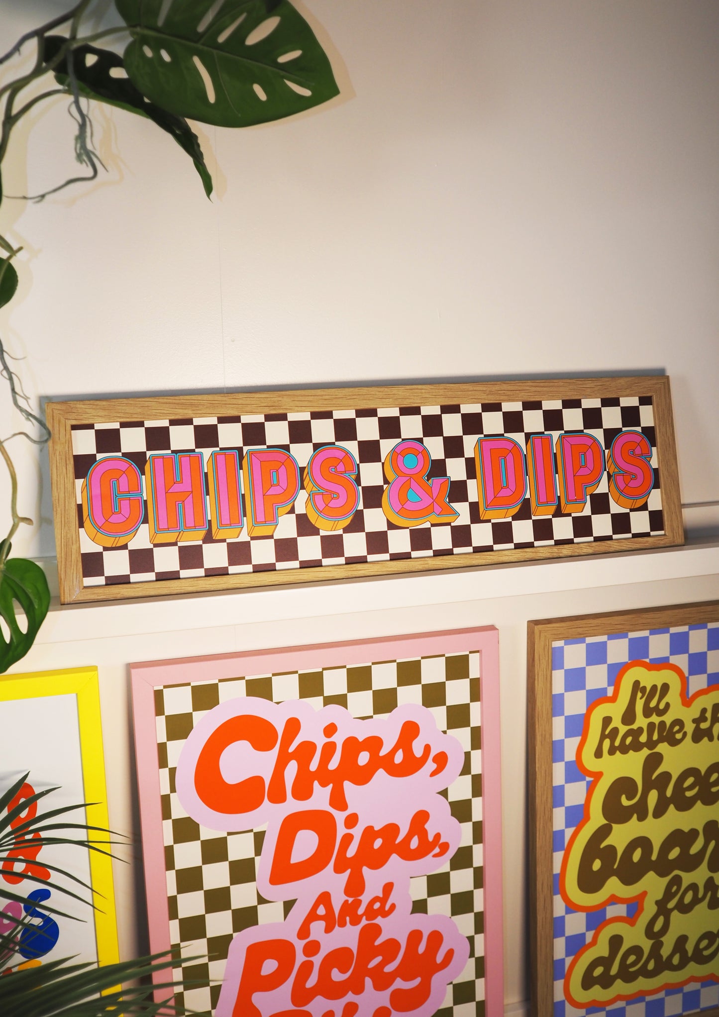 Chips & Dips Framed Rectangle Print Retro - Black/Cream