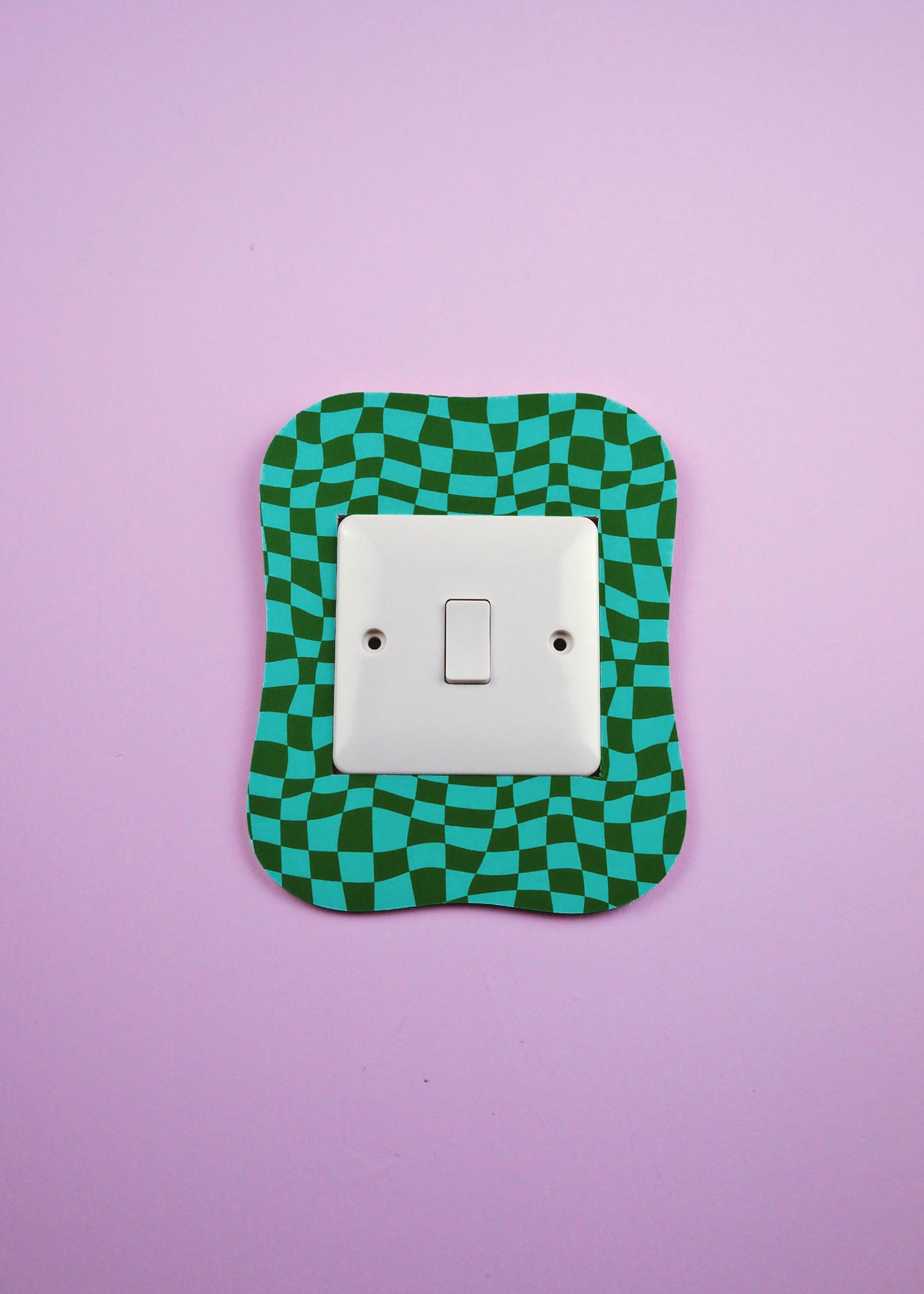 Green & Blue Checkerboard Square Blob Lightswitch Cover