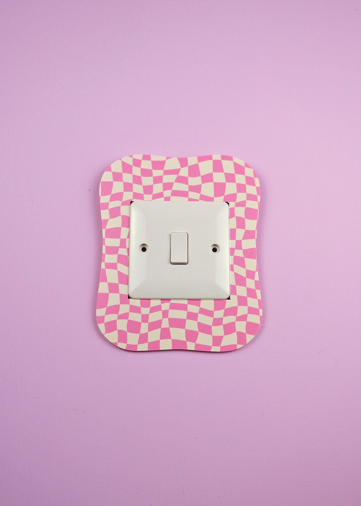 Pink & Cream Checkerboard Square Blob Lightswitch Cover