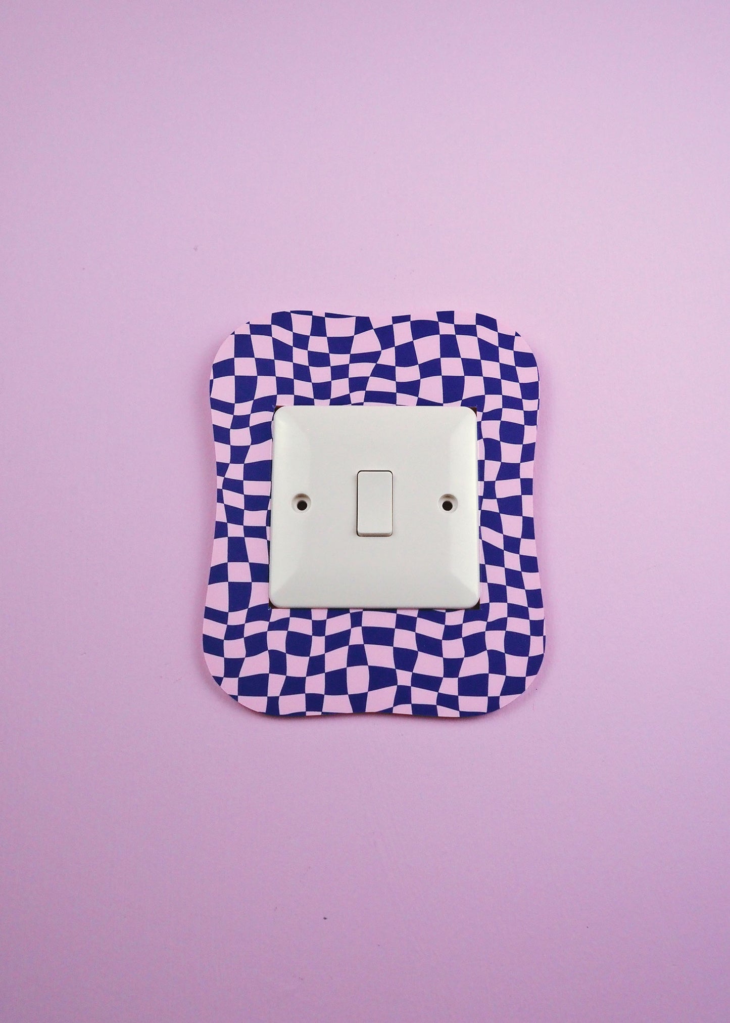 Lilac & Blue Checkerboard Square Blob Lightswitch Cover