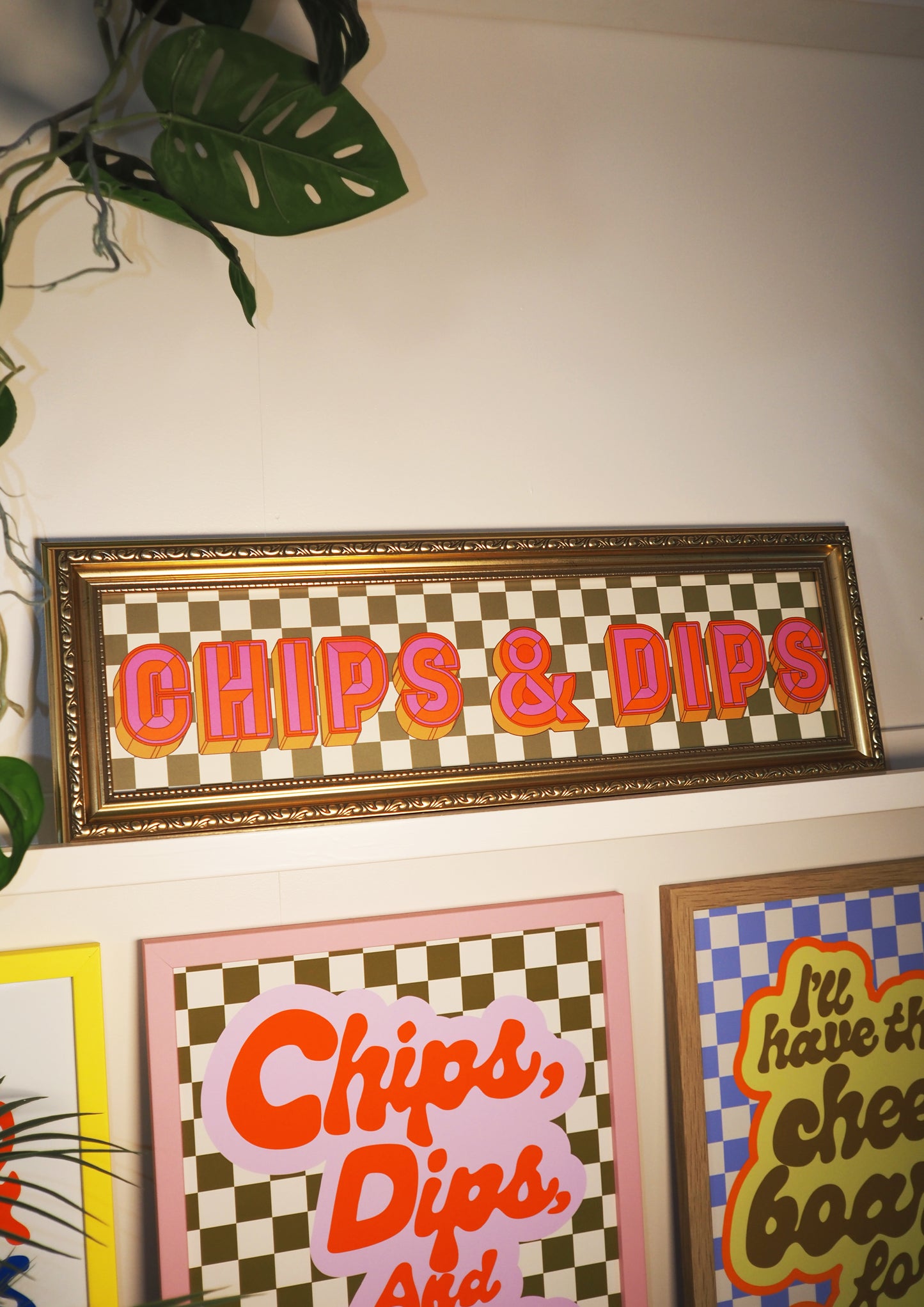 Chips & Dips Framed Rectangle Print Retro - Olive/Cream