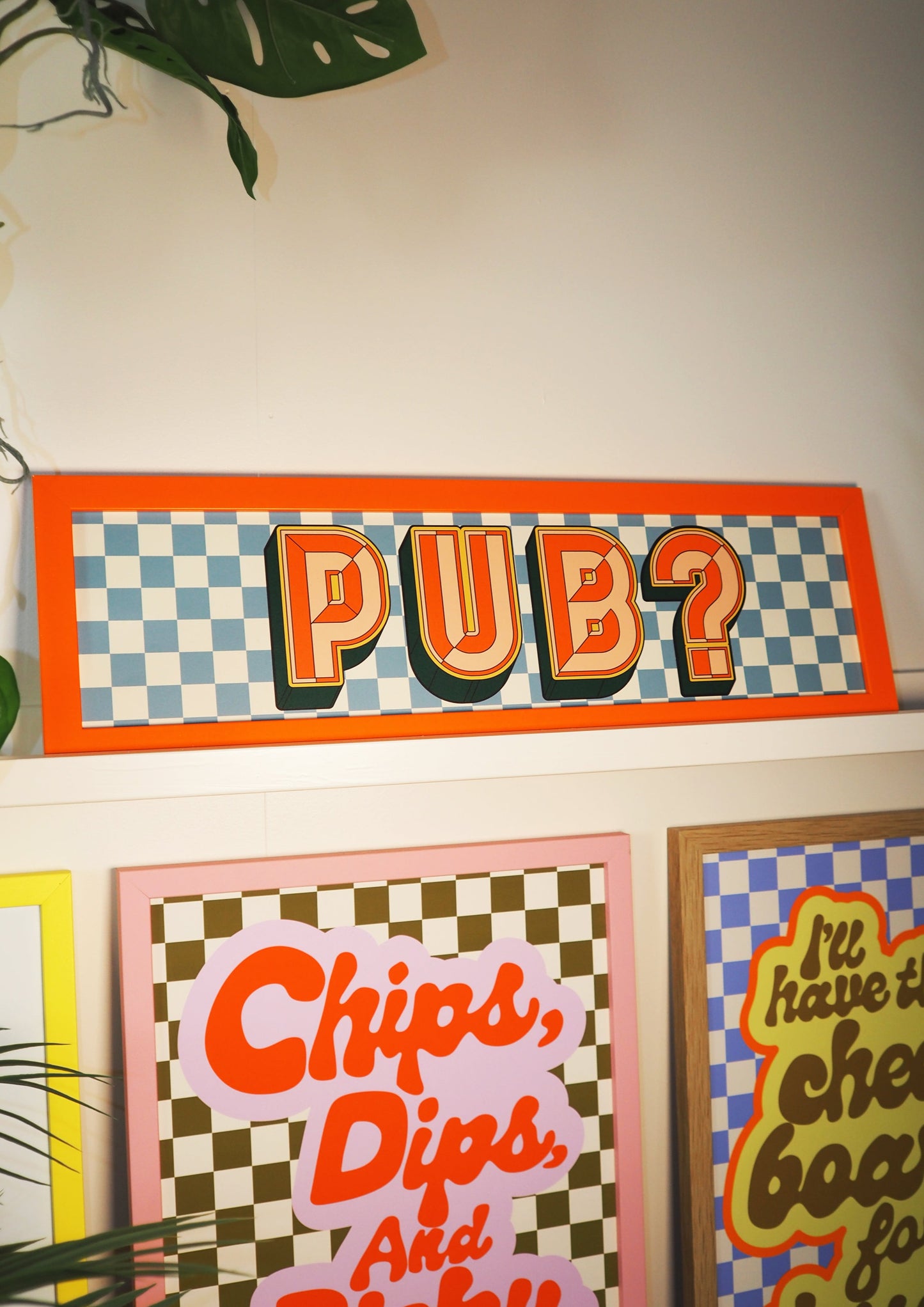 Pub? Framed Rectangle Print Blue/Orange