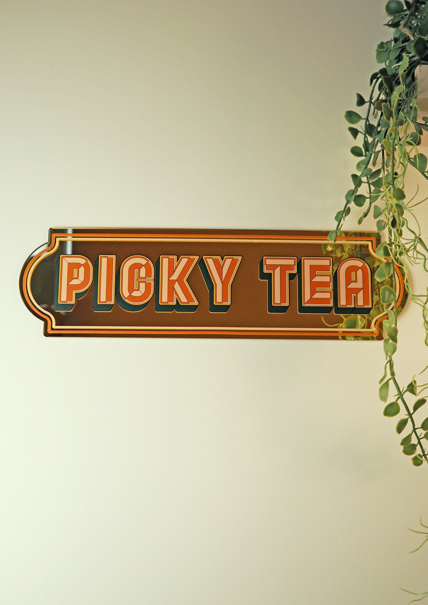 Picky Tea Rectangle Sign - Warm Gold