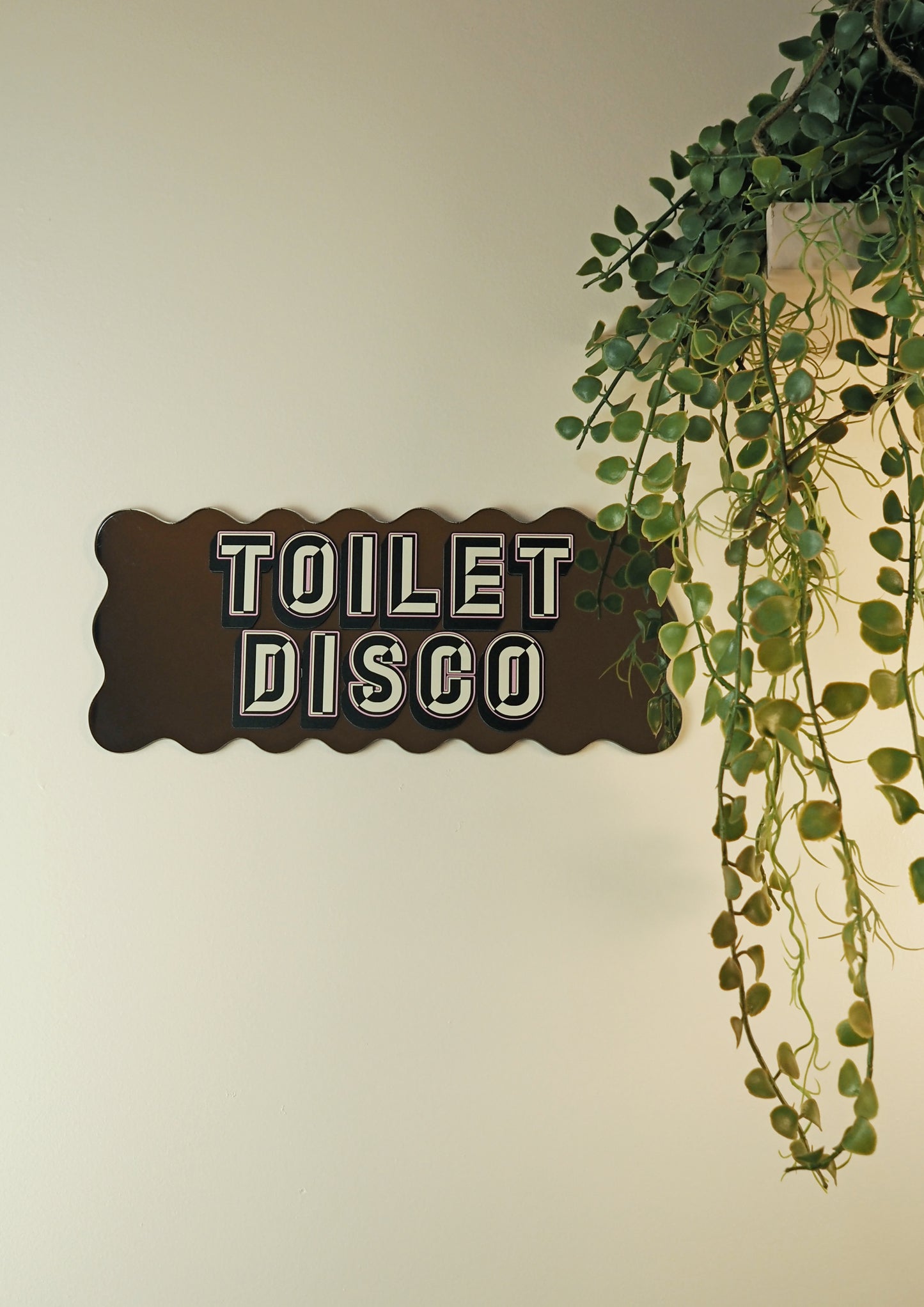 Toilet Disco Wavy Mirror Sign - Bold Bronze
