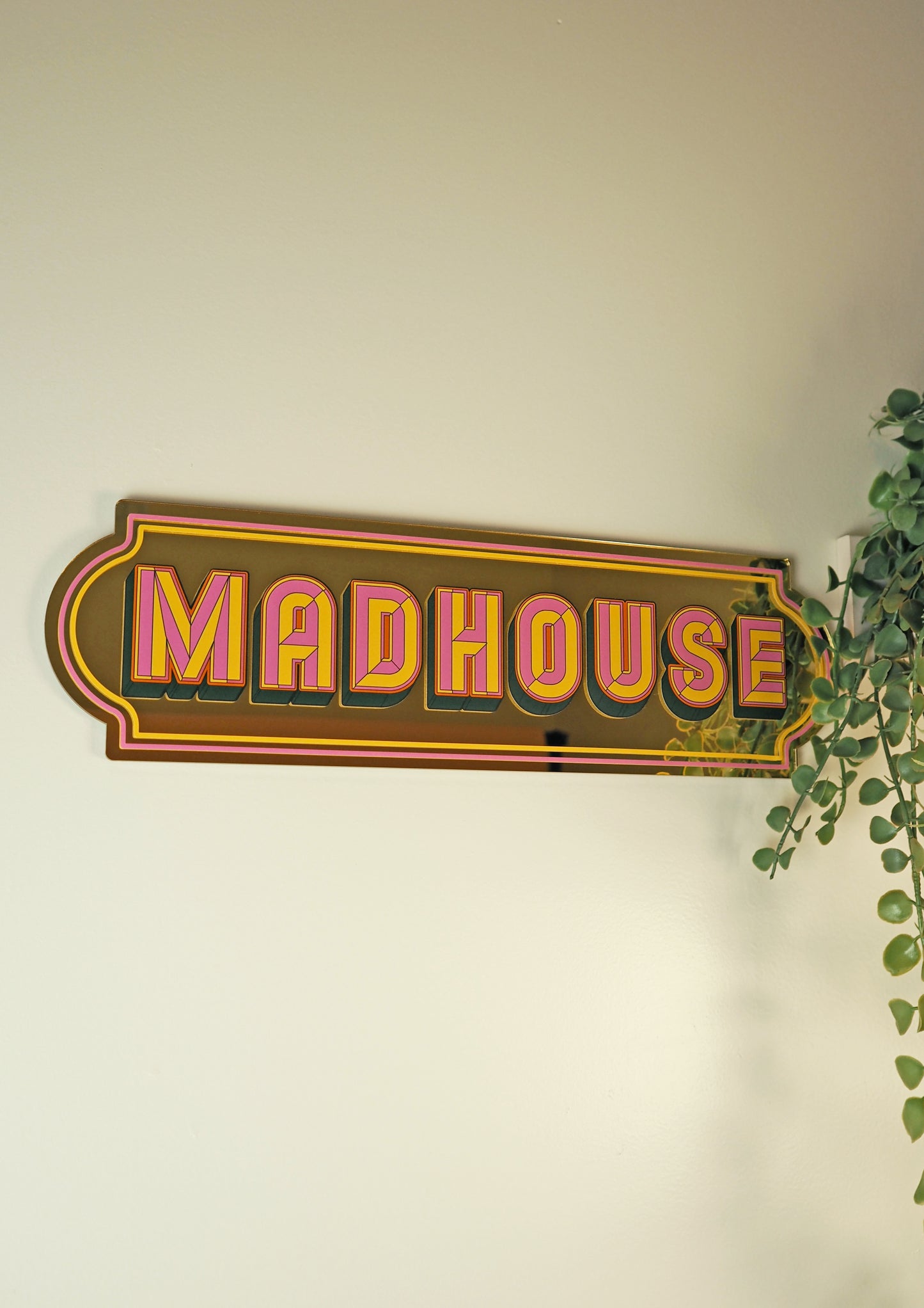 Madhouse Rectangle Sign - Warm Gold