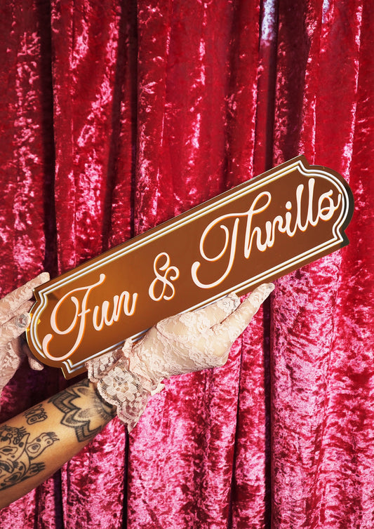 Fun & Thrills Mirror Sign
