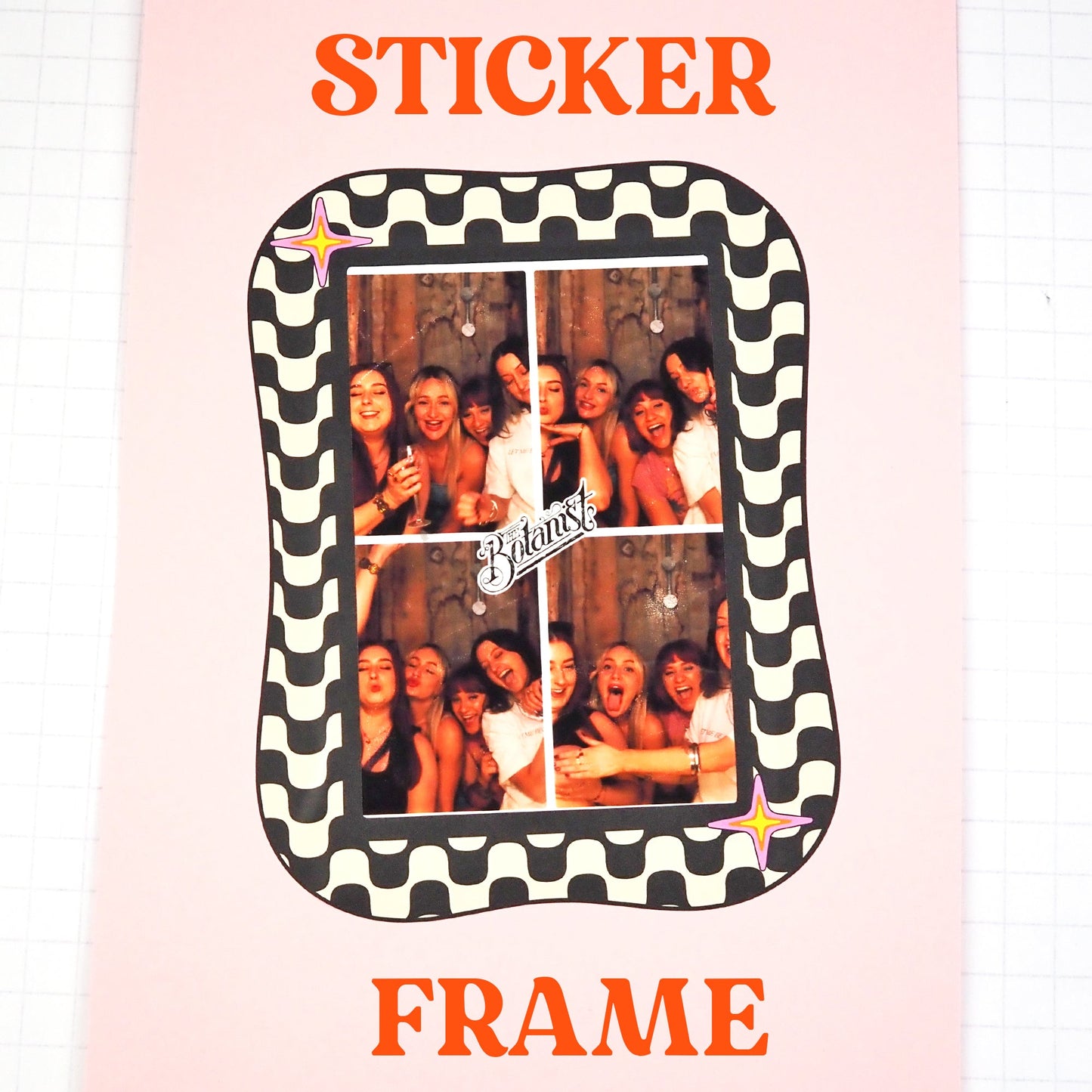 6x4 Sticker Frame - Black & White Wavy - WS