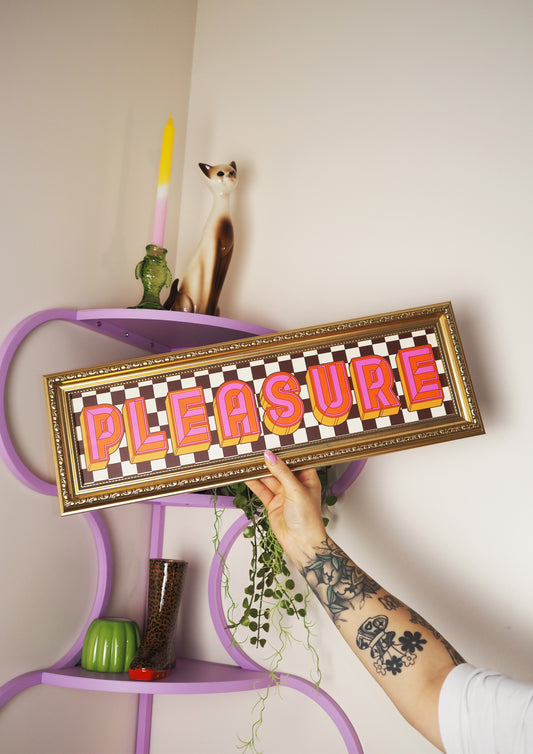 Pleasure Framed Rectangle Print - Black/Cream