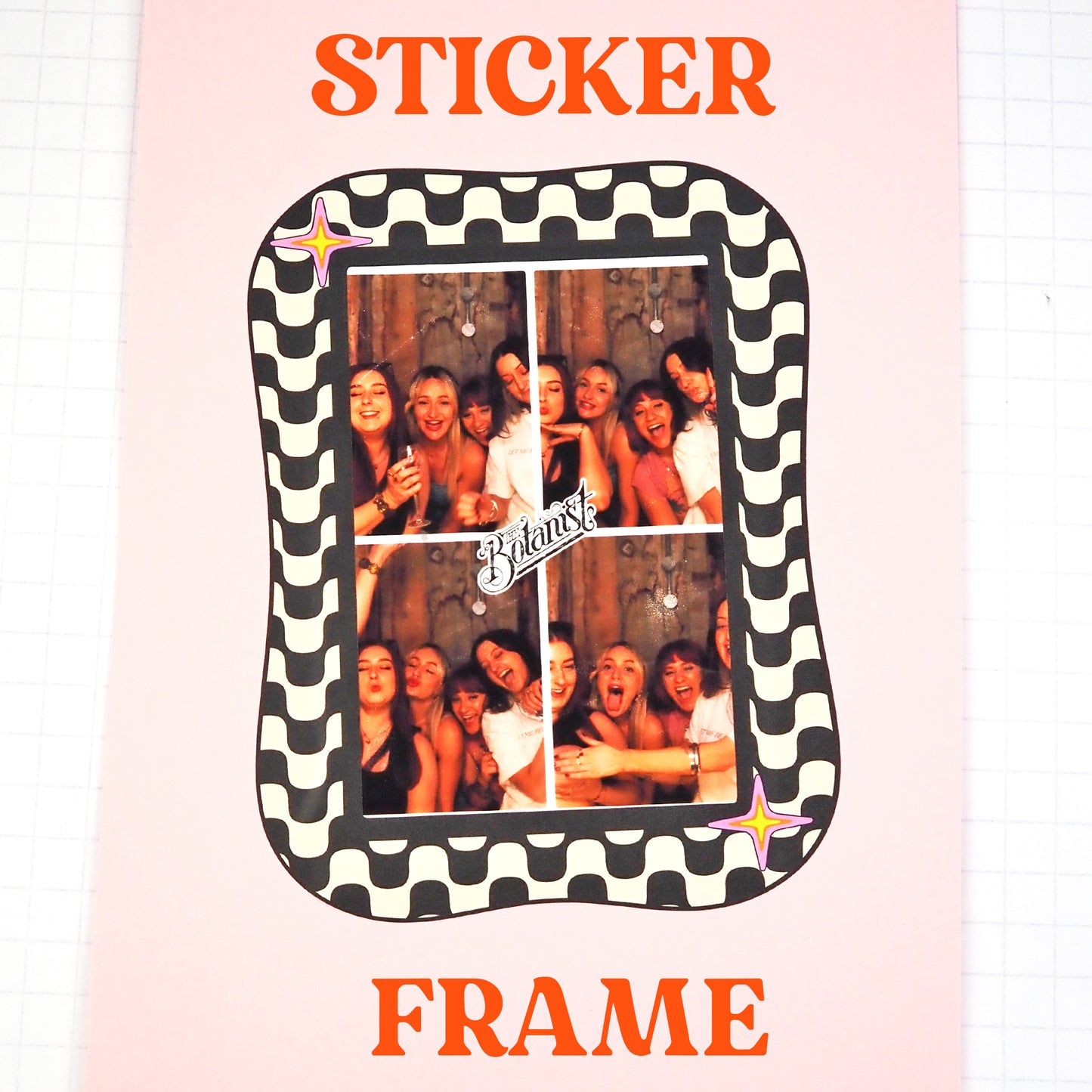 6x4 Sticker Frame - Black & White Wavy