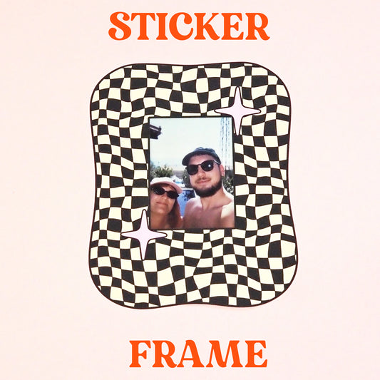 Instax Mini Sticker Frame Black & Cream Checkerboard