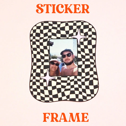 Instax Mini Sticker Frame Black & Cream Checkerboard - WS