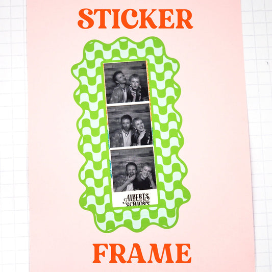 Photobooth Strip Sticker Frame -Blue & Green Wavy Checkerboard - WS