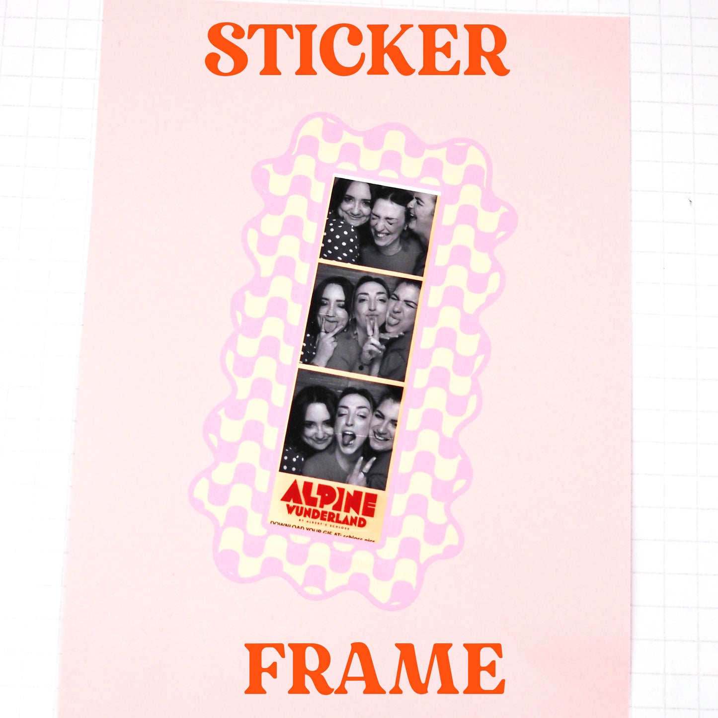 Photobooth Strip Sticker Frame - Pink & Cream Wavy