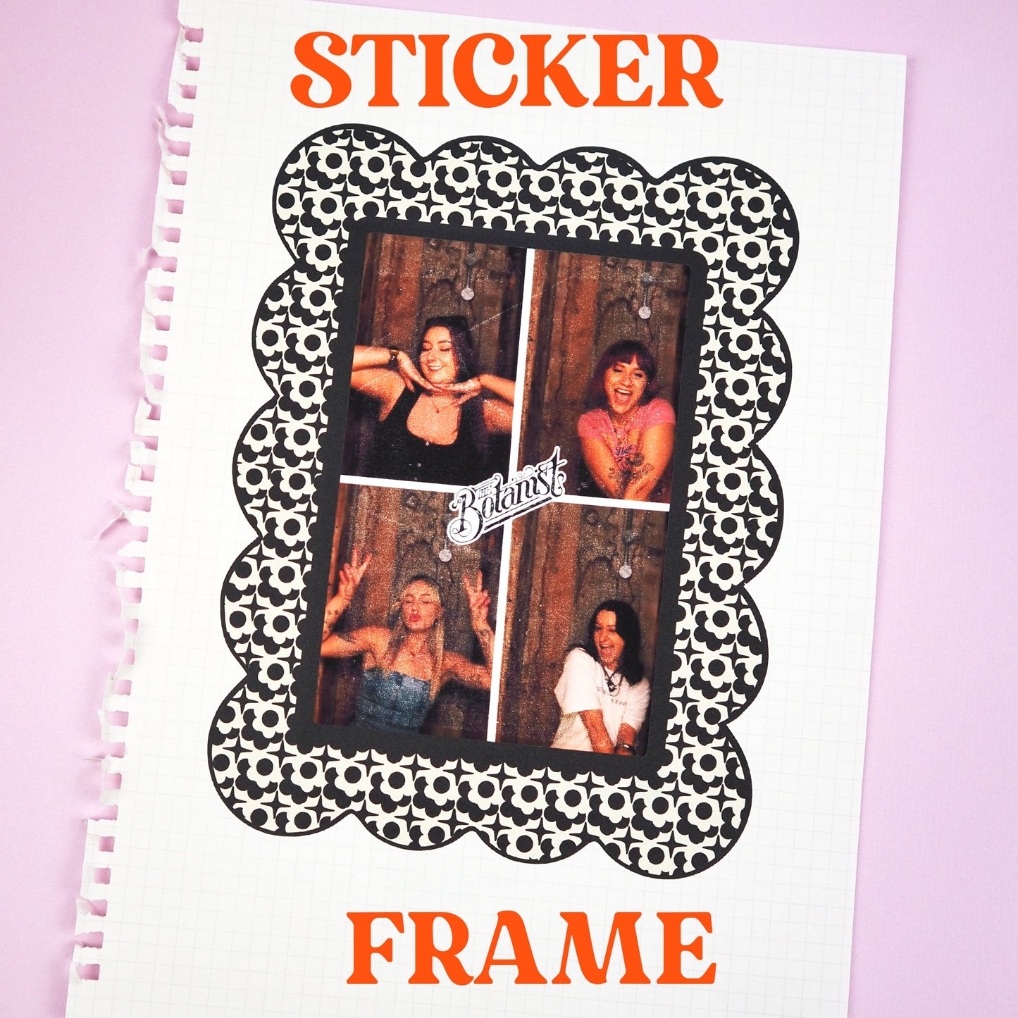 6x4 Sticker Frame - Black & White 70s Pattern - WS