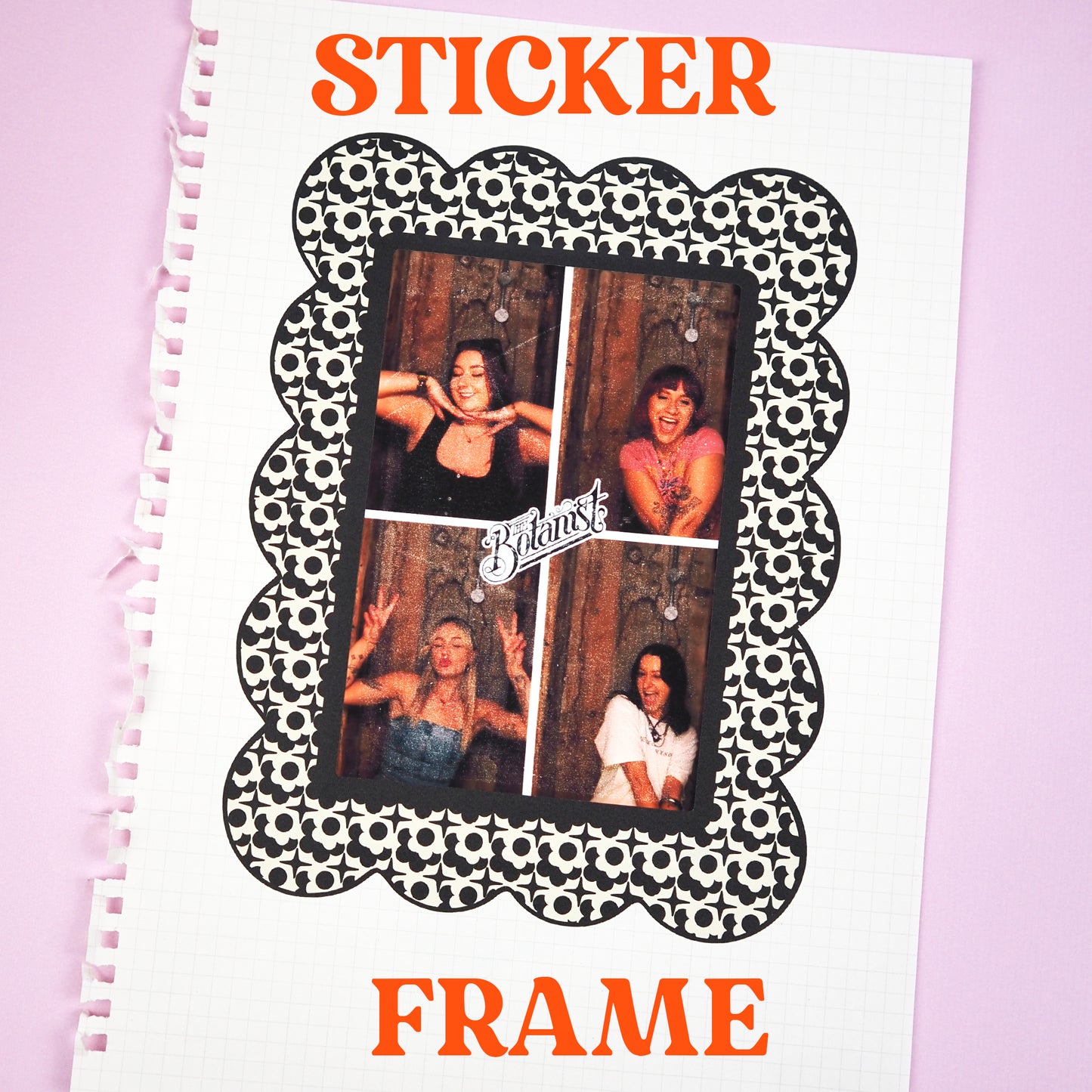 6x4 Sticker Frame - Black & White 70s Pattern