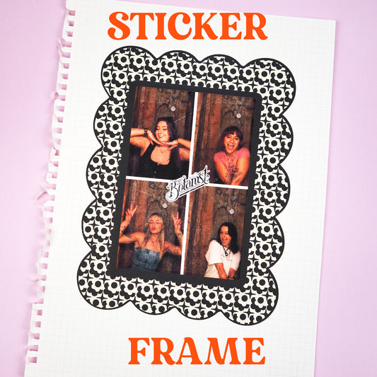 6x4 Sticker Frame - Black & White 70s Pattern