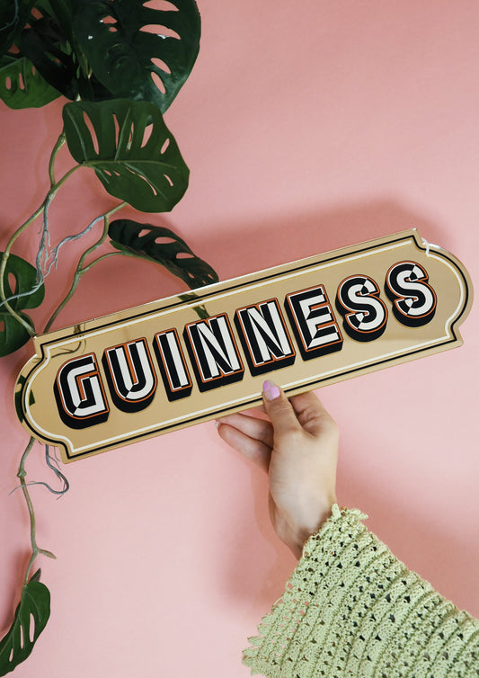 Guinness Rectangle Sign - Warm Gold