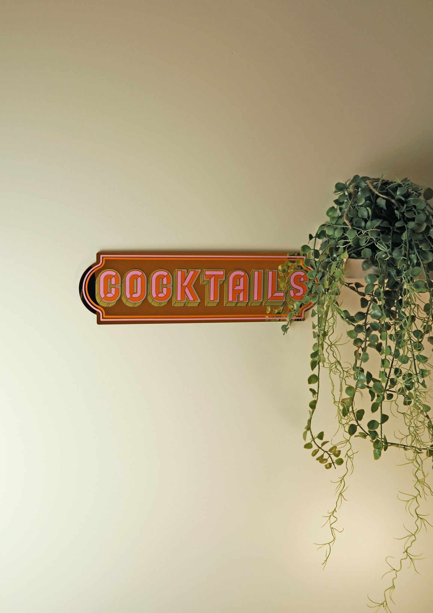 Cocktails Rectangle Sign - Warm Gold