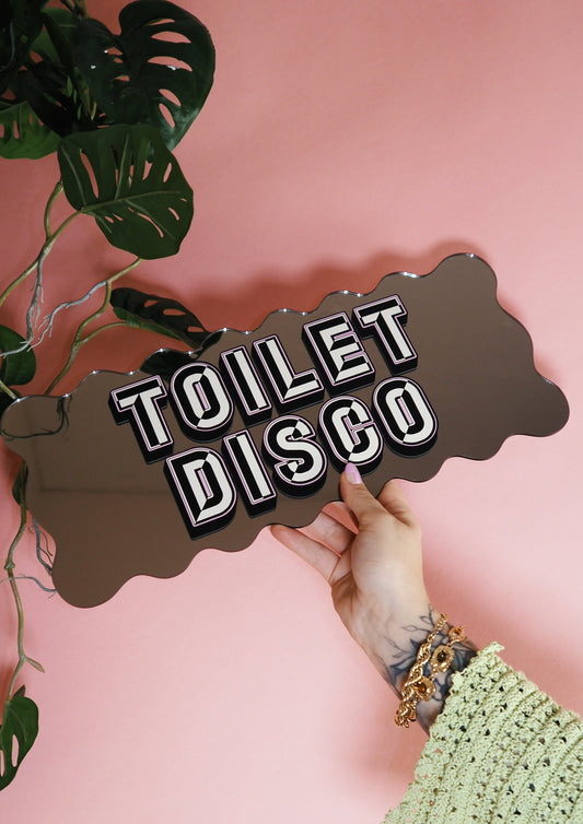 Toilet Disco Wavy Mirror Sign - Bold Bronze