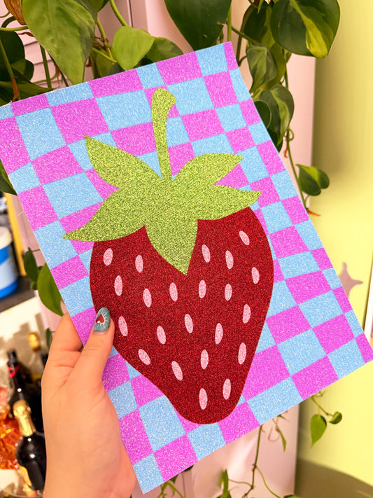 Strawberry Glitter Fabric Print