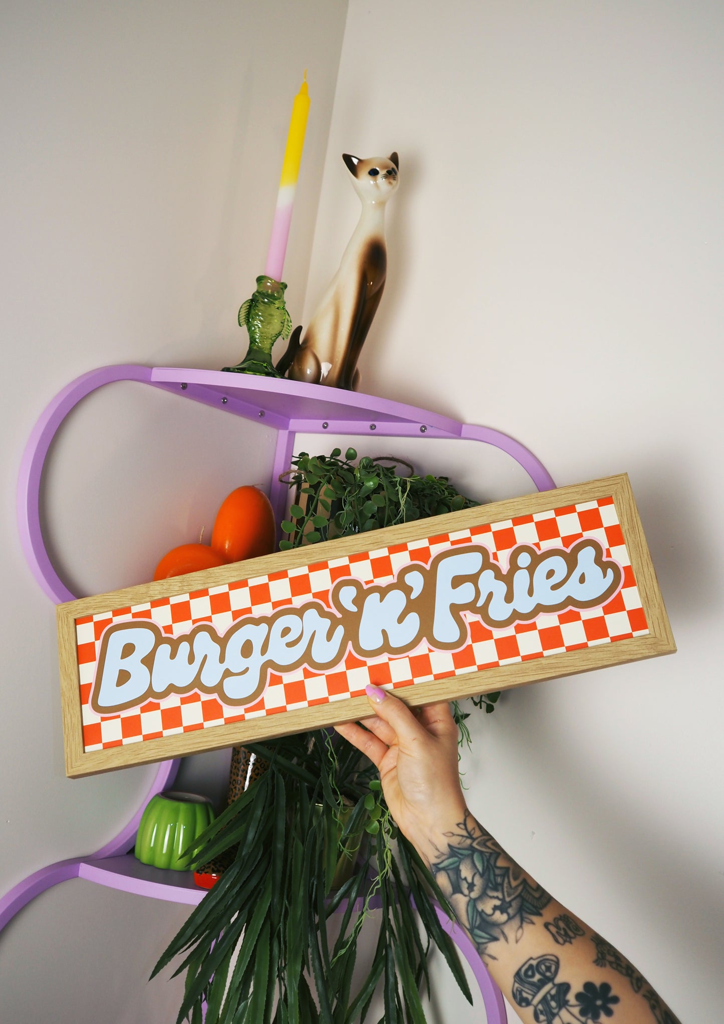 Burger & Fries Framed Rectangle Print
