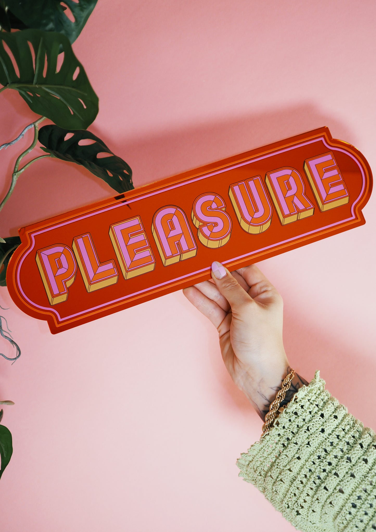 Pleasure Rectangle Sign - Groovy Orange