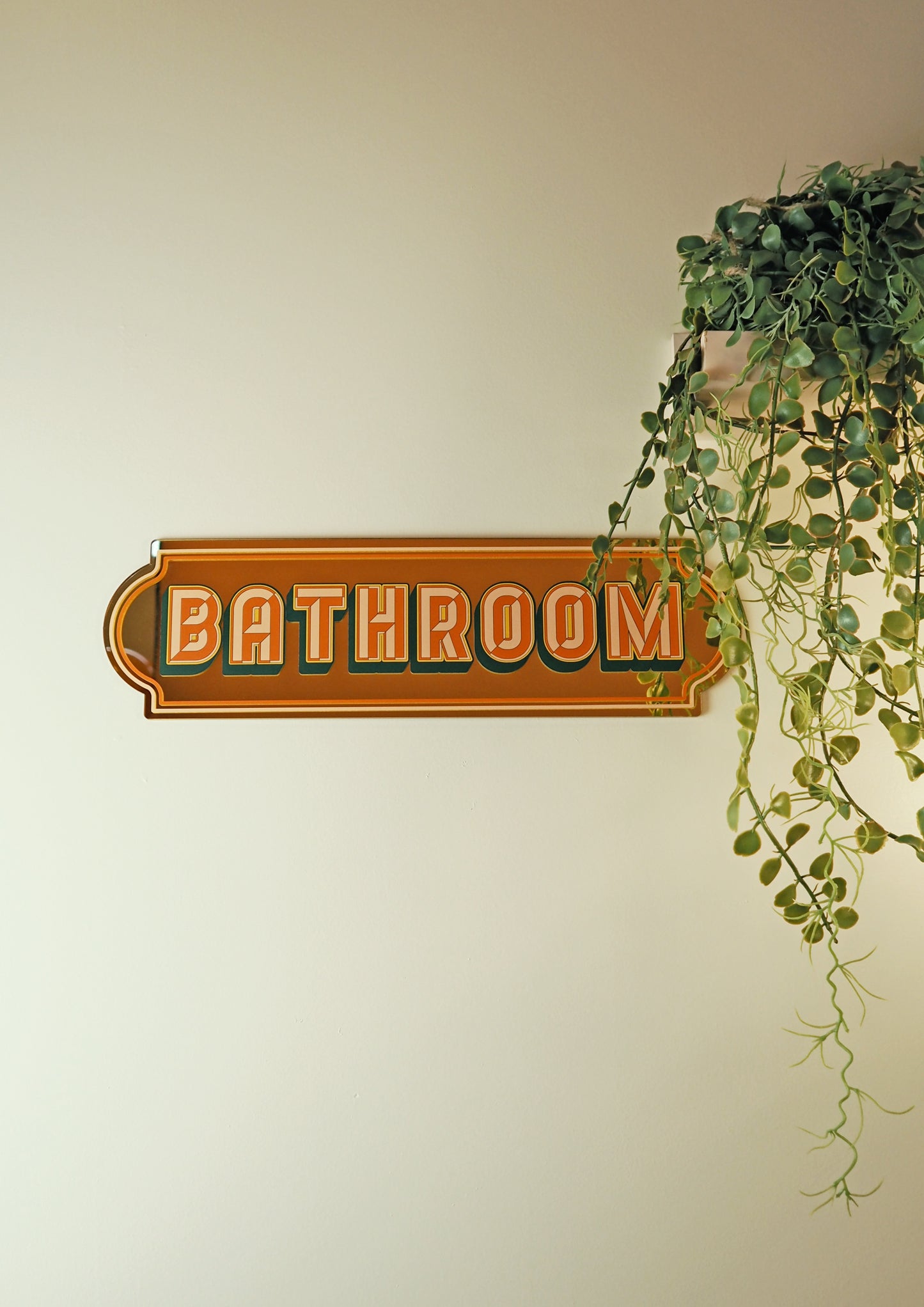 Bathroom Rectangle Sign - Warm Gold