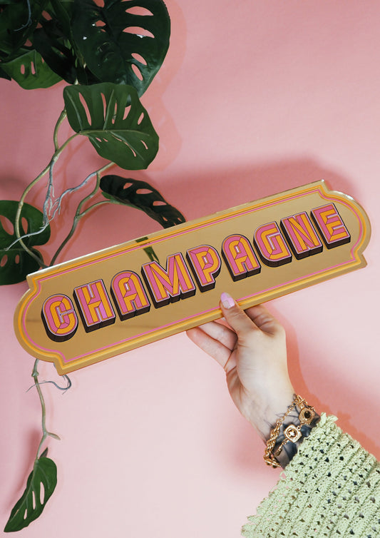 Champagne Rectangle Sign - Warm Gold