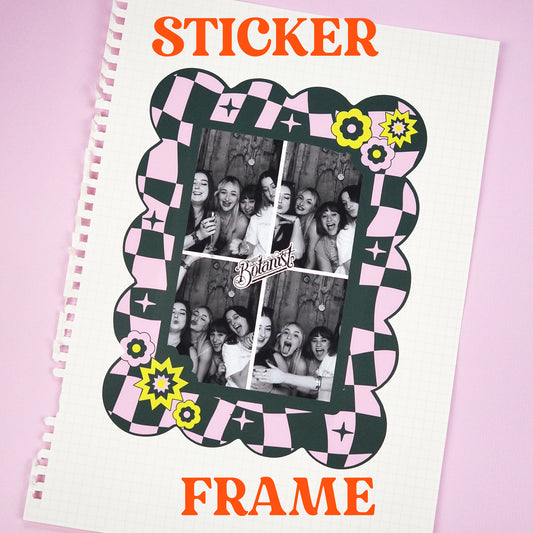 6x4 Sticker Frame - Checkerboard Flower