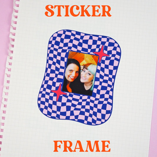 Instax Mini Sticker Frame Blue & Pink Checkerboard - WS