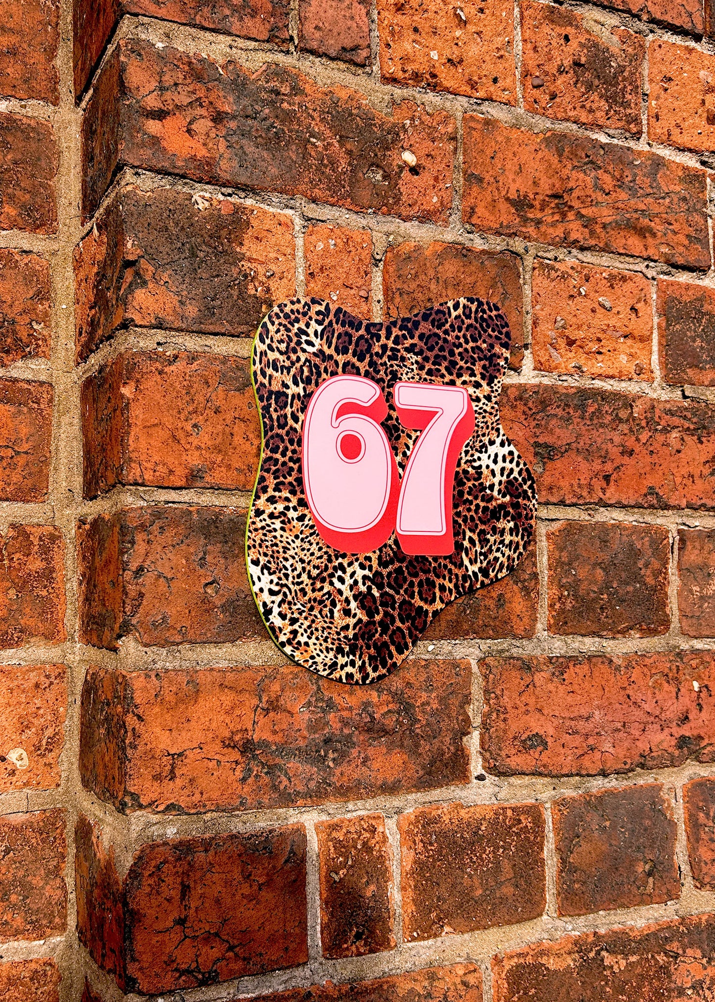 Leopard Print Blob House Number Sign - Custom Number