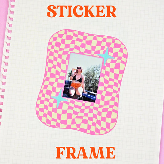 Instax Mini Sticker Frame Pink & Cream Checkerboard - WS