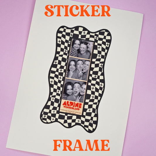 Photobooth Strip Sticker Frame -Black & Cream Checkerboard