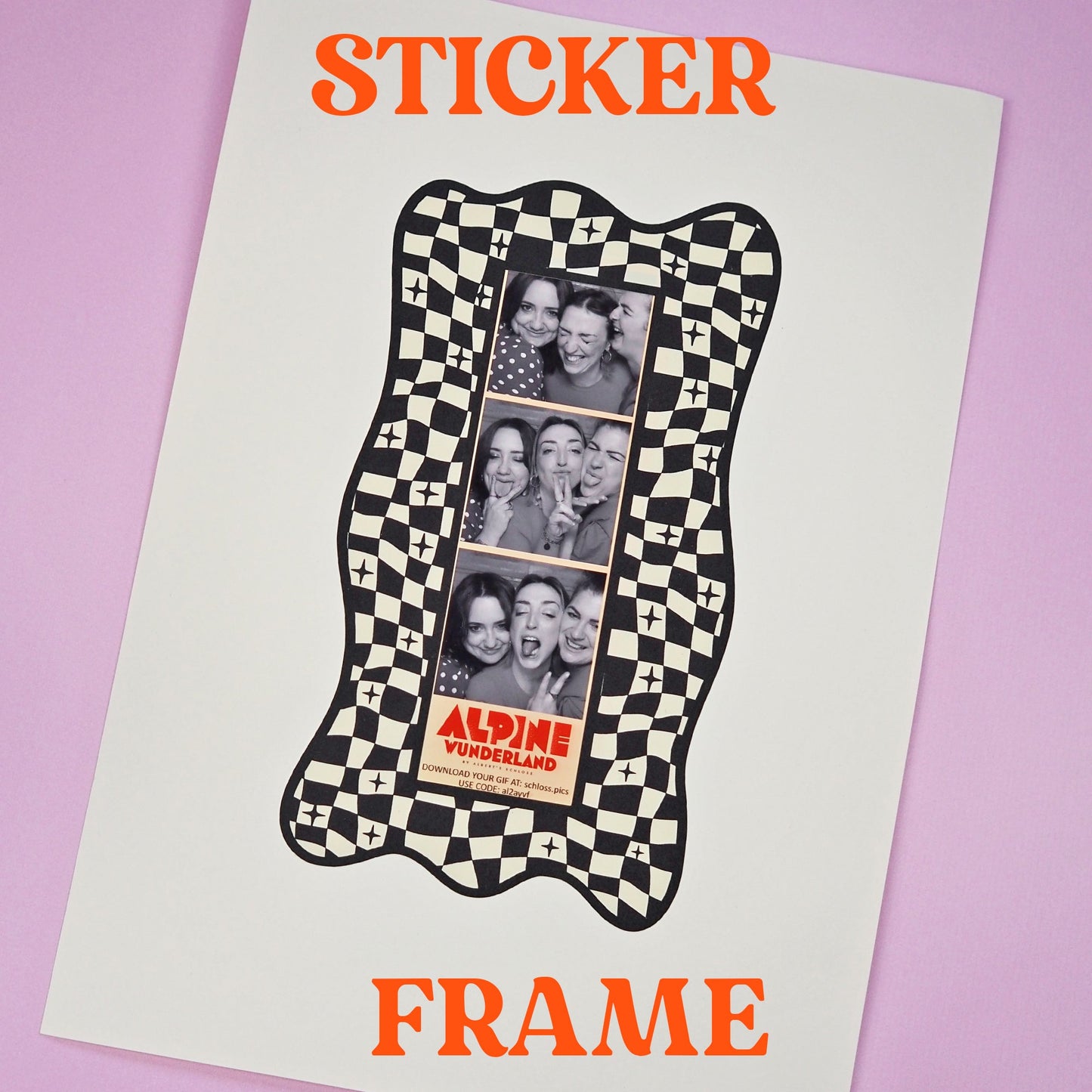 Photobooth Strip Sticker Frame -Black & Cream Checkerboard - WS