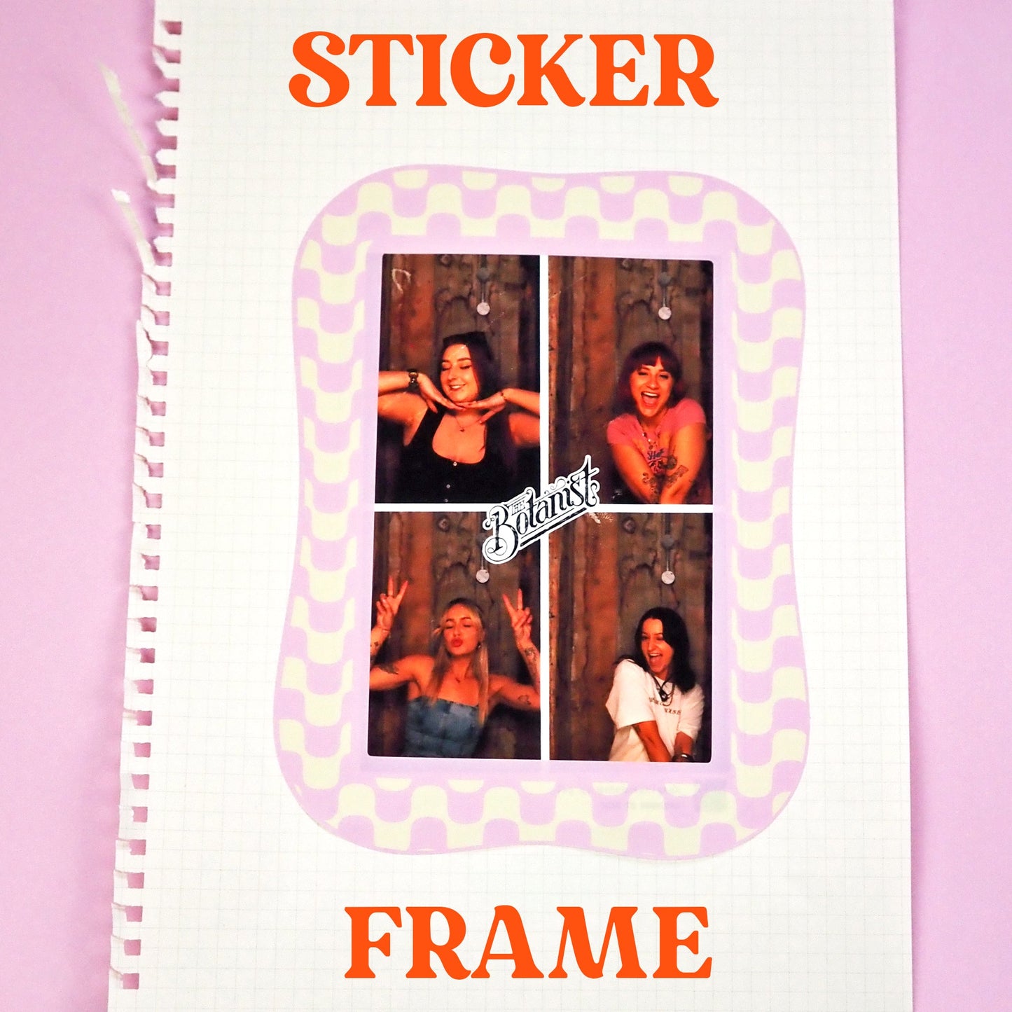 6x4 Sticker Frame - Pink & Cream Wavy - WS