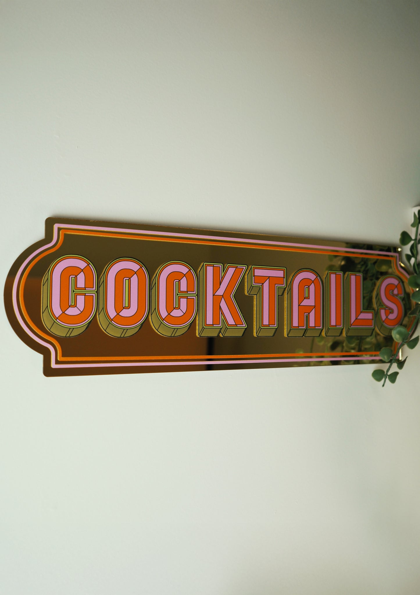 Cocktails Rectangle Sign - Warm Gold